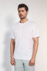 VELVARDE BİSİKLET YAKA ÇİZGİLİ TSHİRT BEYAZ(1818)